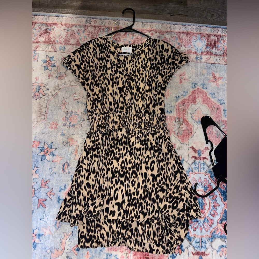 Leopard Print Short Sleeve Dress